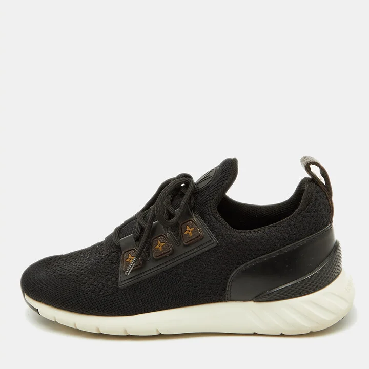 Louis Vuitton Black Knit Fabric and Monogram Canvas Aftergame Sneakers Size 38