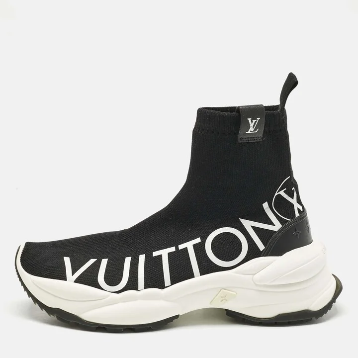 Louis Vuitton Black Knit Fabric Run 55 Sneakers Size 38