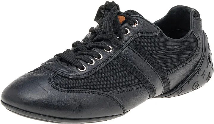 Louis Vuitton Black Leather And Nylon Low Top Sneakers Size 38.5