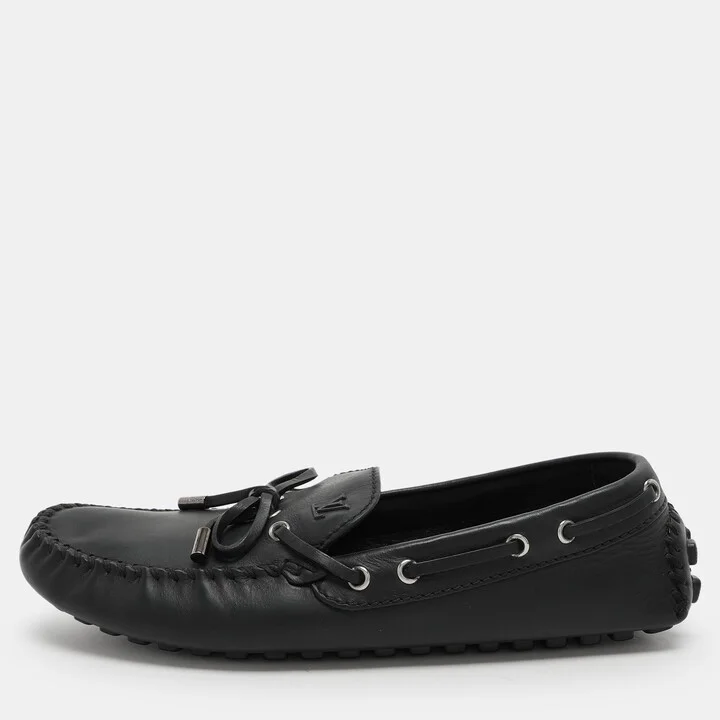 Louis Vuitton Black Leather Bow Loafers Size 43