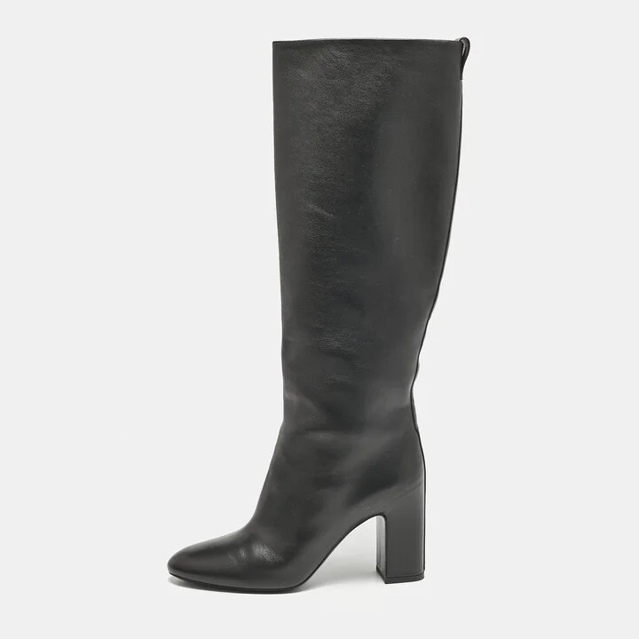 Louis Vuitton Black Leather Donna Knee Length Boots Size 39