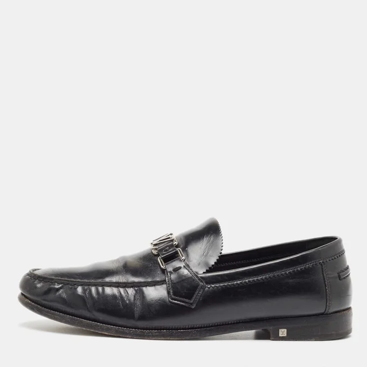 Louis Vuitton Black Leather Hockenheim Loafers Size 44