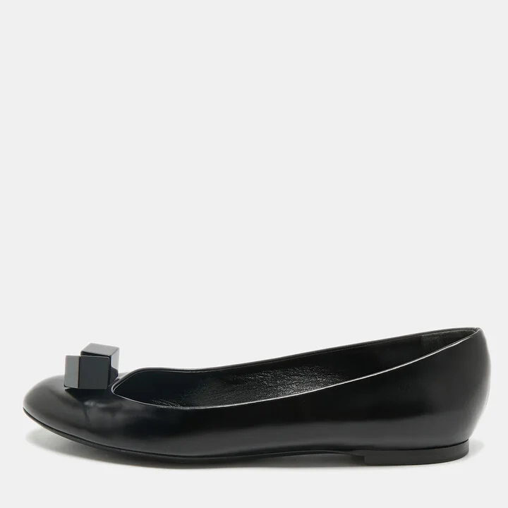 Louis Vuitton Black Leather Lovely Ballet Flats Size 38
