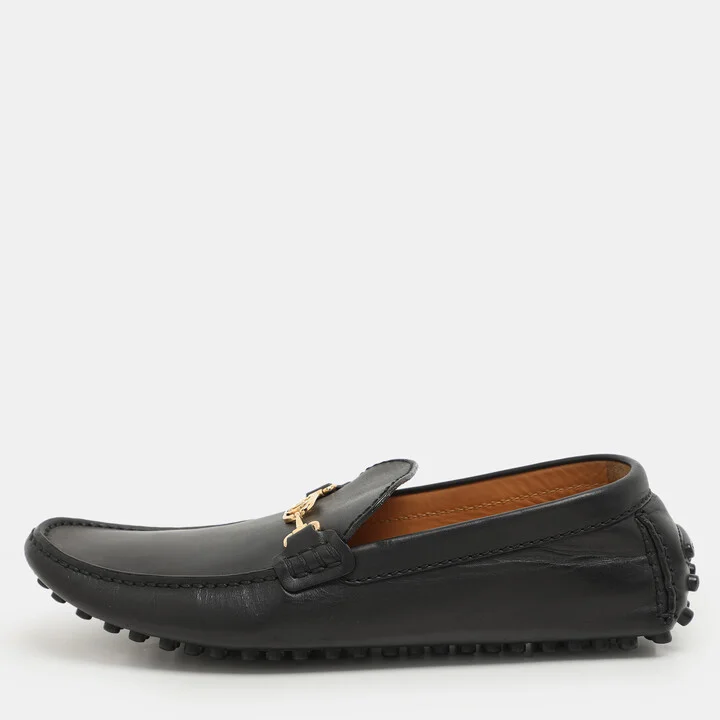 Louis Vuitton Black Leather LV Club Slip On Loafers Size 40