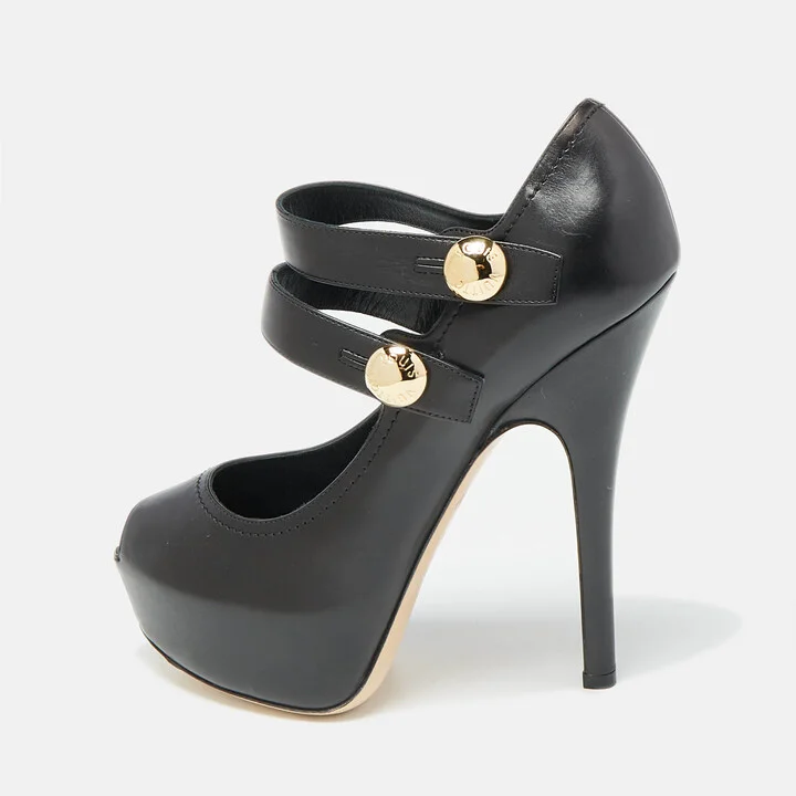 Louis Vuitton Black Leather Mary Jane Pumps Size 37.5