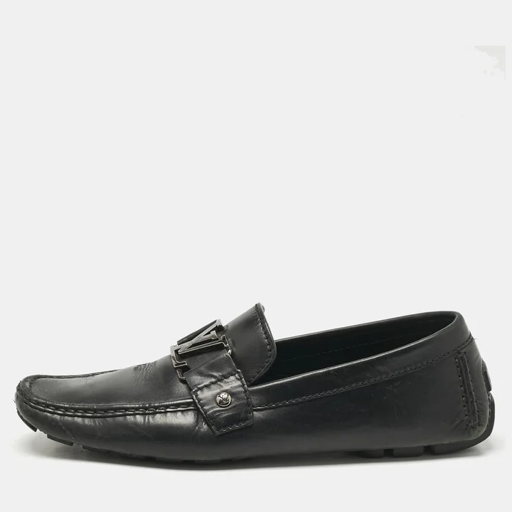 Louis Vuitton Black Leather Monte Carlo Loafers Size 41.5