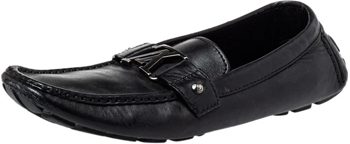 Louis Vuitton Black Leather Monte Carlo Slip on Loafer Size 44