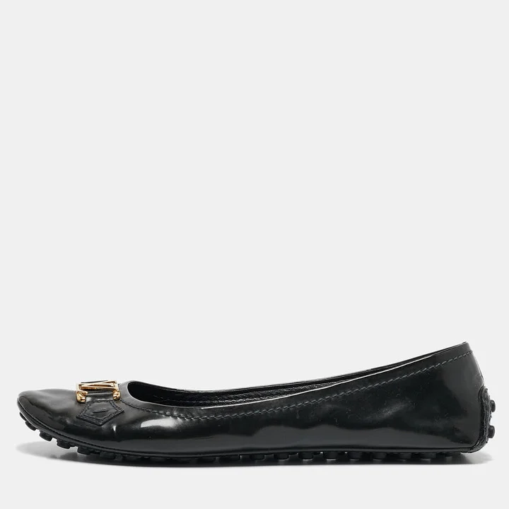 Louis Vuitton Black Leather Oxford Ballet Flats Size 39.5