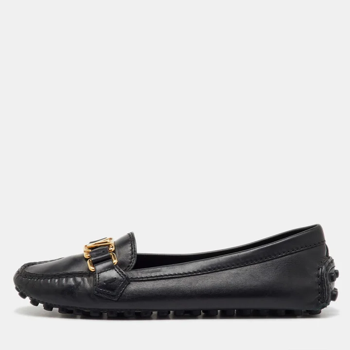 Louis Vuitton Black Leather Oxford Loafers Size 37