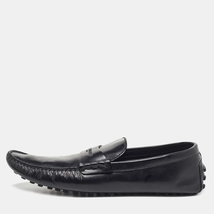 Louis Vuitton Black Leather Penny Loafers Size 45