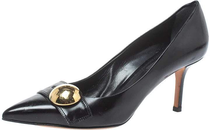 Louis Vuitton Black Leather Pointed Toe Pumps Size 36.5