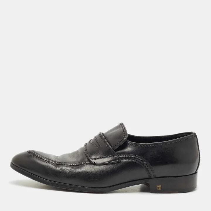 Louis Vuitton Black Leather Slip On Loafers Size 41