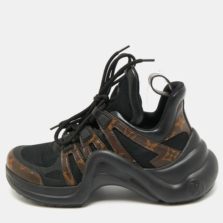 Louis Vuitton Black Mesh and Monogram Canvas Archlight Sneakers Size 36.5