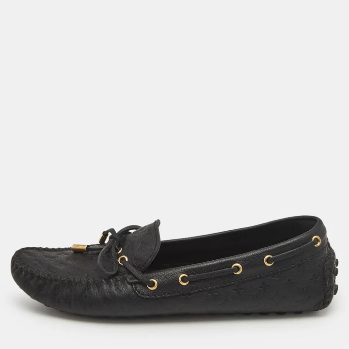 Louis Vuitton Black Monogram Leather Gloria Slip On Loafers Size 38.5