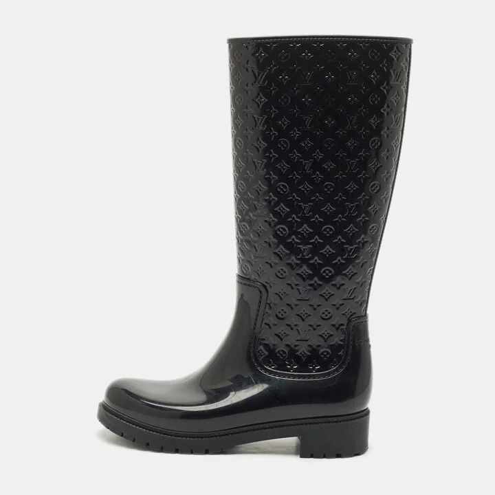 Louis Vuitton Black Monogram Rubber Splash Rain Boots Size 40