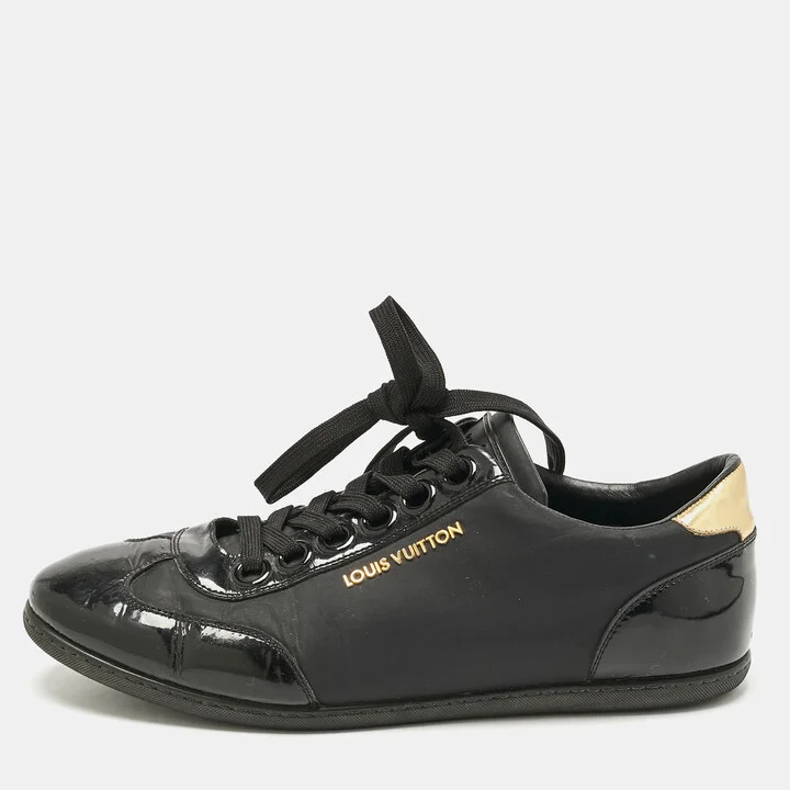 Louis Vuitton Black Nylon and Patent Leather Low Top Sneakers Size 39.5