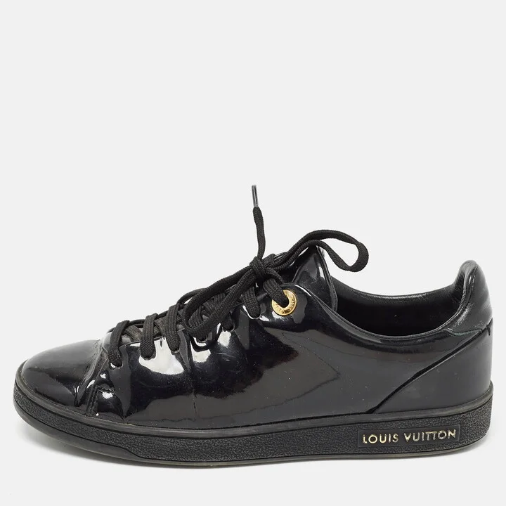 Louis Vuitton Black Patent Frontrow Sneakers Size 35
