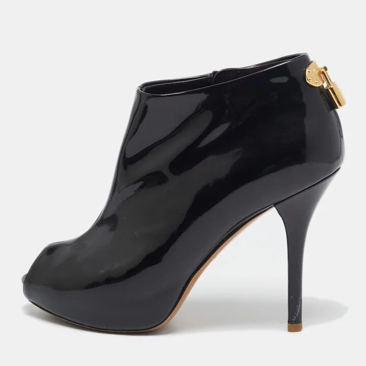 Louis Vuitton Black Patent Leather Oh Really! Boots Size 36