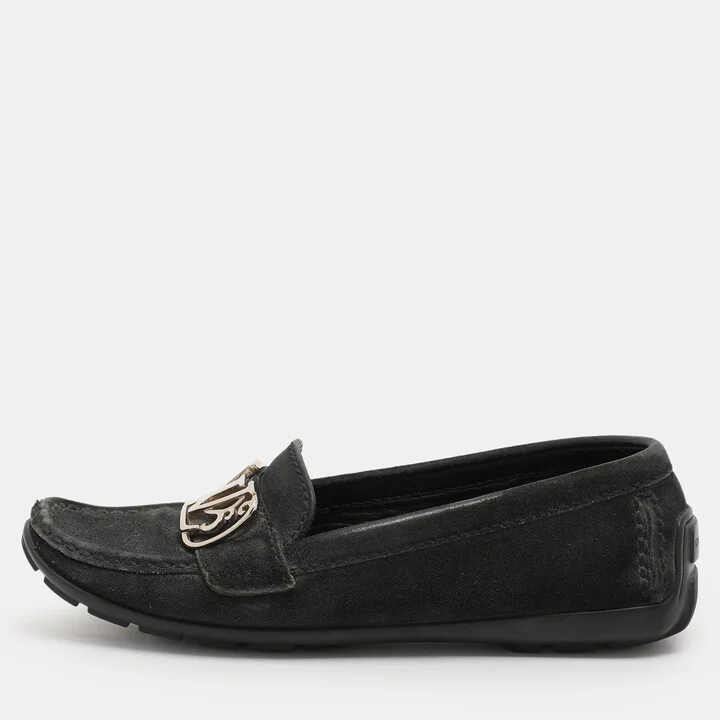 Louis Vuitton Black Suede Initiales Loafers Size 36.5