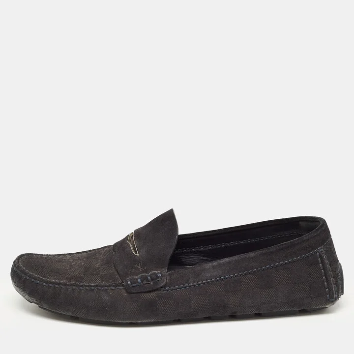 Louis Vuitton Black Suede Monte Carlo Loafers Size 43.5