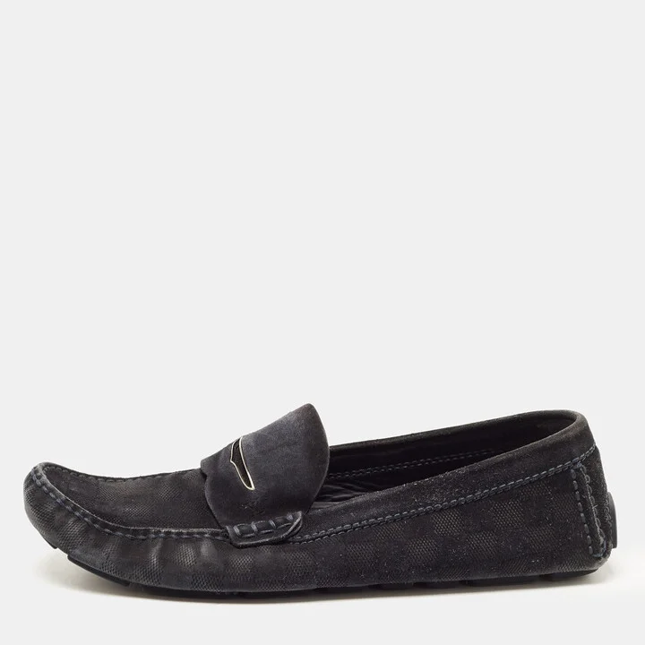 Louis Vuitton Black Suede Monte Carlo Loafers Size 43.5