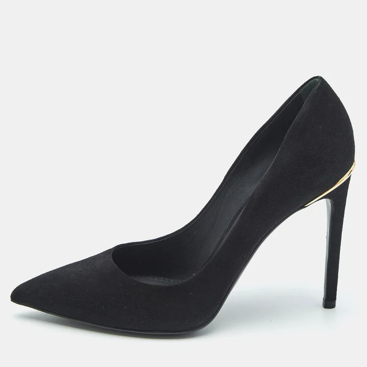 Louis Vuitton Black Suede Pointed Toe Pumps Size 37.5