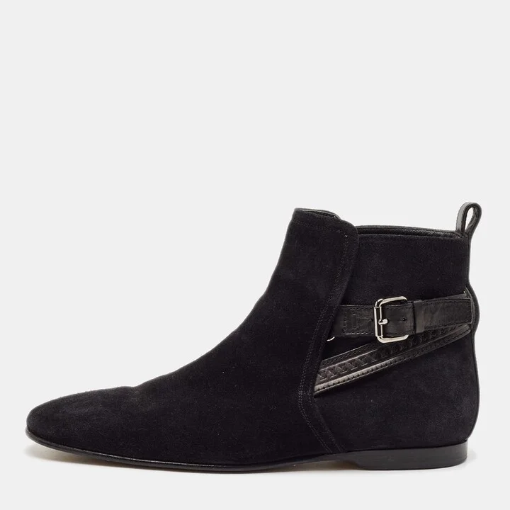 Louis Vuitton Black Suede Warren Ankle Length Boots Size 42.5