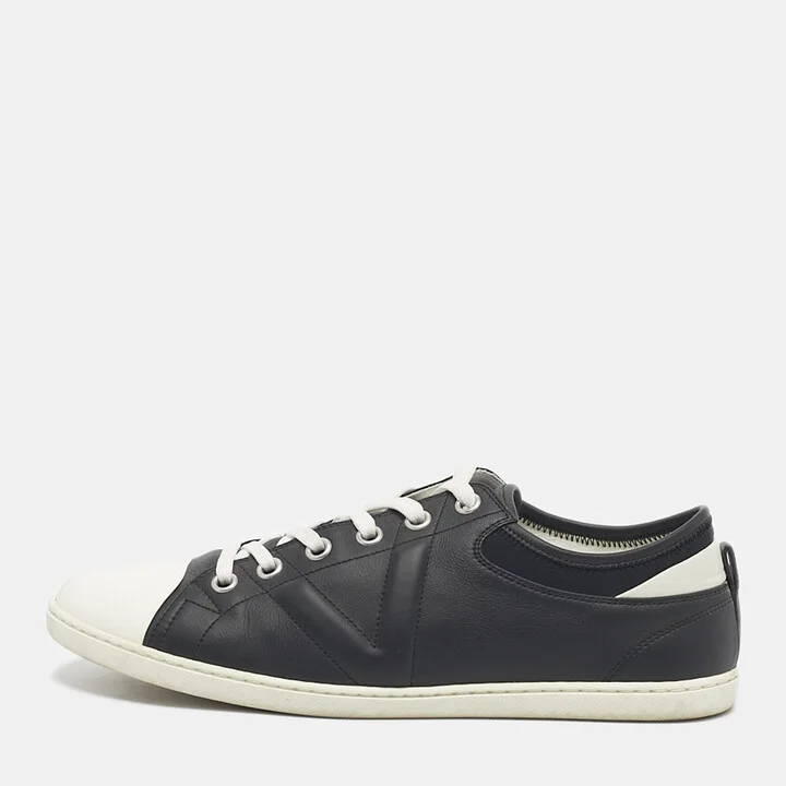 Louis Vuitton Black/White Leather and Rubber Low Top Sneakers Size 43