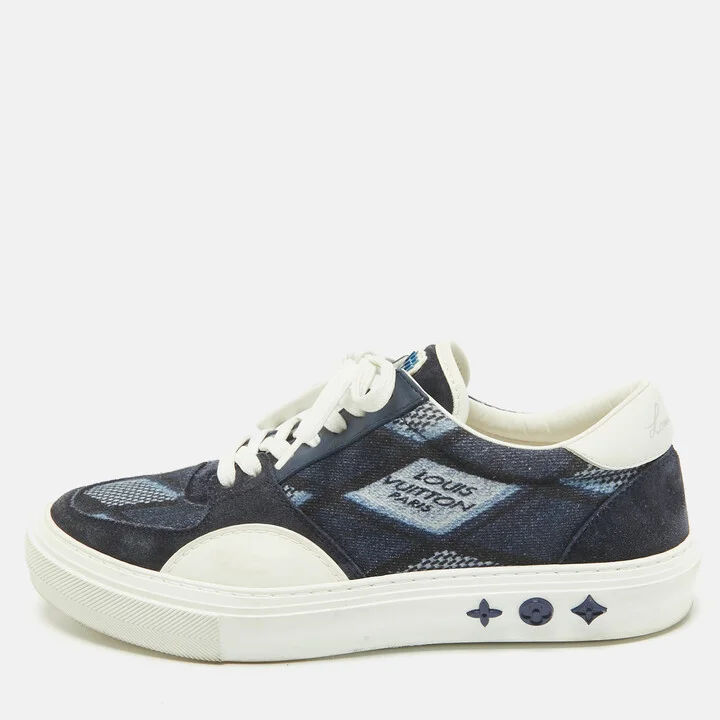 Louis Vuitton Blue Denim and Suede Richelieu LV Ollie Low Top Sneakers Size 40
