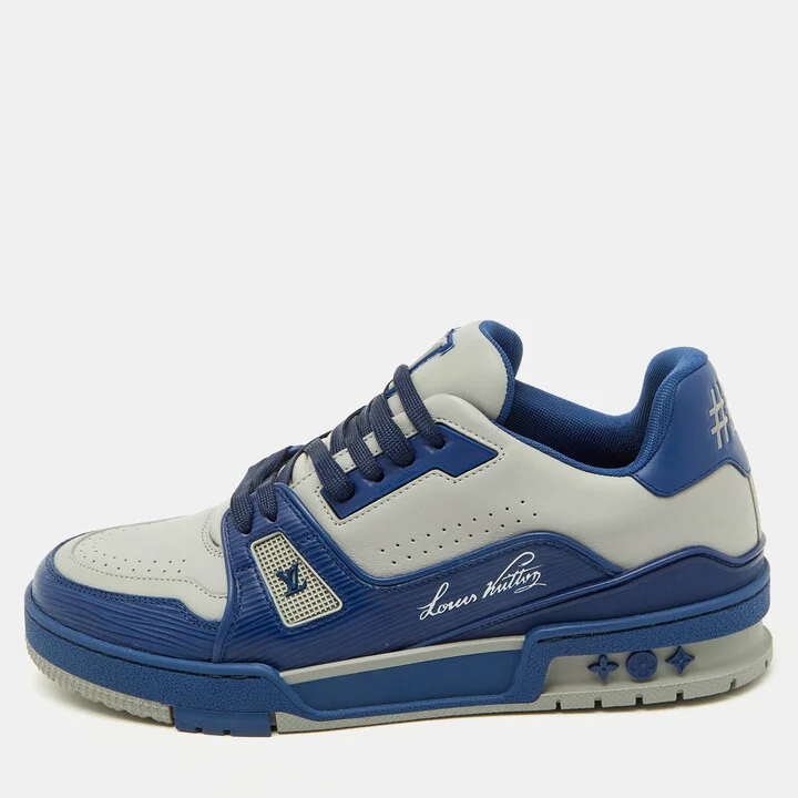 Louis Vuitton Blue/Light Grey Leather LV Trainer #54 Sneakers Size 40