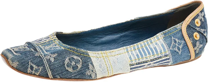 Louis Vuitton Blue Monogram Denim Ballet Flats Size 37