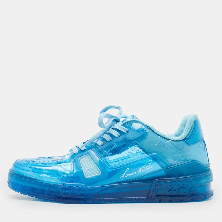 Louis Vuitton Blue PVC Run Away Lace Up Sneakers Size 40