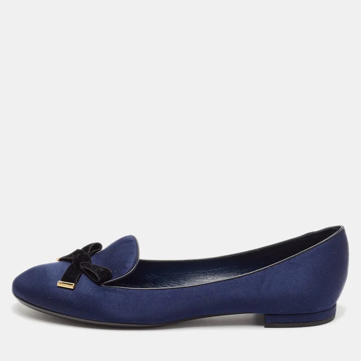 Louis Vuitton Blue Satin Cherie Smoking Slippers Size 39.5