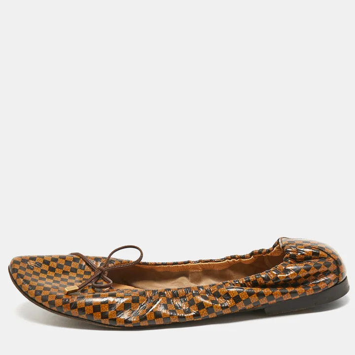 Louis Vuitton Brown Coated Canvas Ballet Flats Size 37