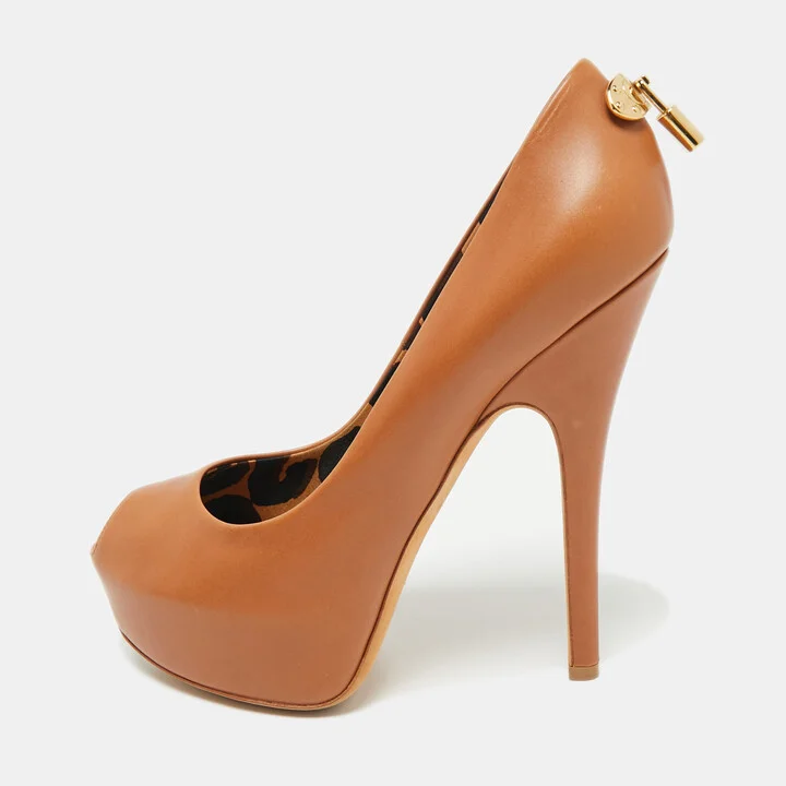 Louis Vuitton Brown Leather Oh Really! Peep Toe Pumps Size 39