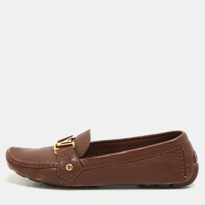 Louis Vuitton Brown Leather Oxford Loafers Size 37.5