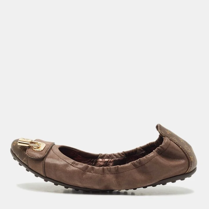Louis Vuitton Brown Monogram Canvas and Shimmer Leather Lucky Ballet Flats Size 38