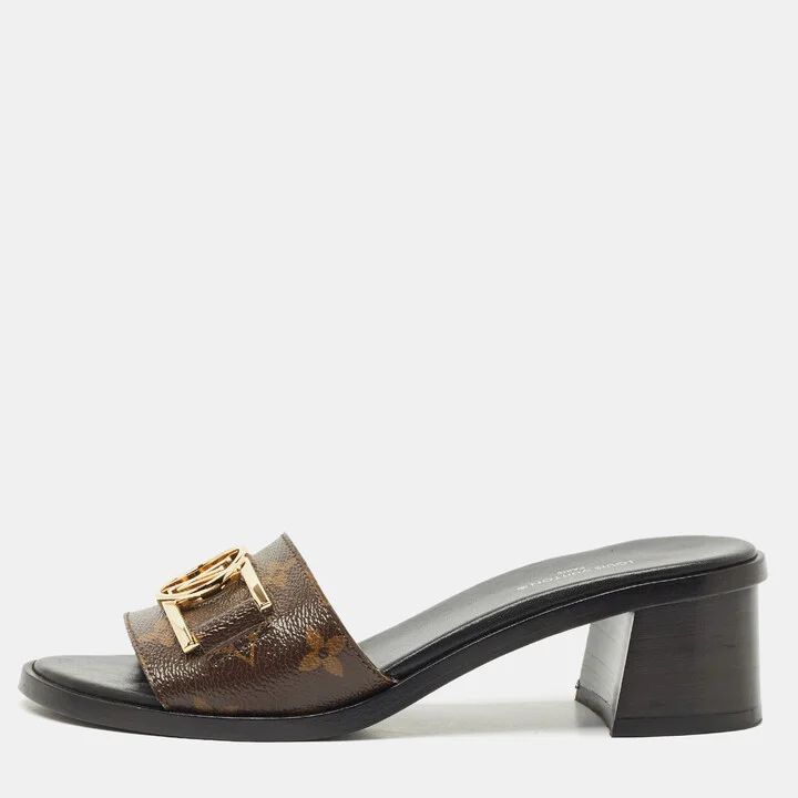 Louis Vuitton Brown Monogram Canvas Lock It Sandals Size 36