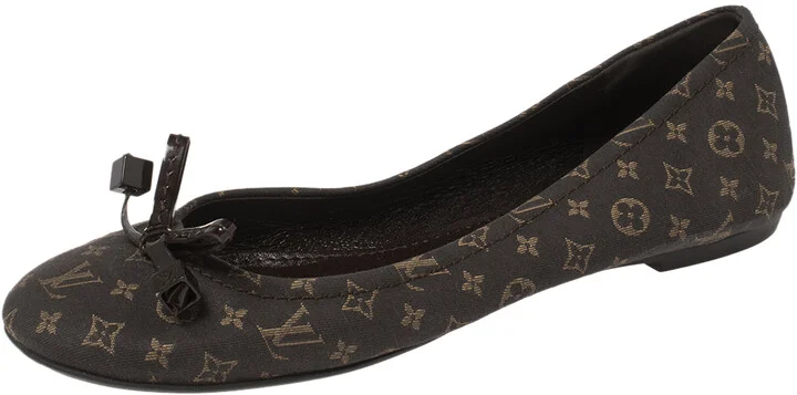 Louis Vuitton Brown Monogram Mini Lin Canvas Debbie Ballet Flats Size 36.5