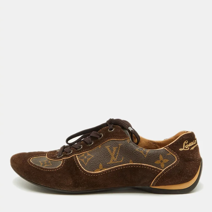 Louis Vuitton Brown Suede and Monogram Canvas Energie Sneakers Size 37.5