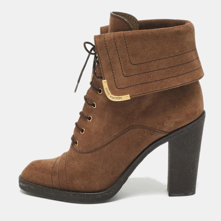 Louis Vuitton Brown Suede Ankle Length Boots Size 39.5