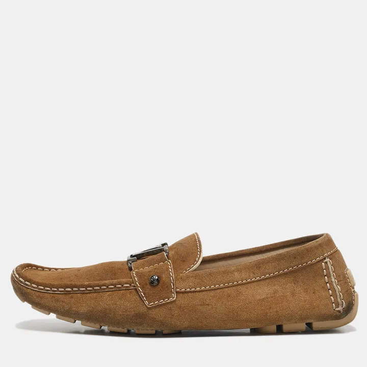 Louis Vuitton Brown Suede Monte Carlo Slip On Loafers Size 42.5
