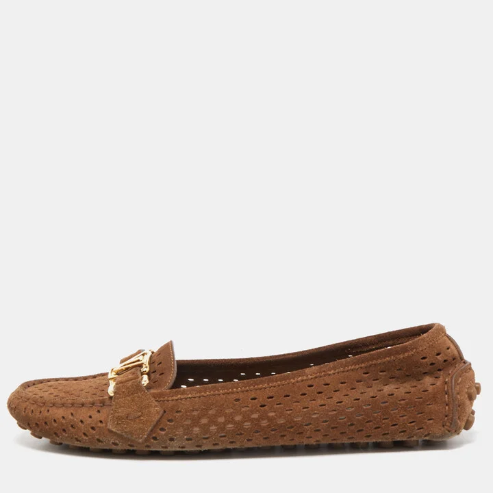 Louis Vuitton Brown Suede Oxford Loafers Size 37
