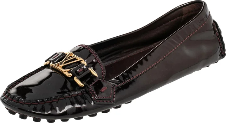 Louis Vuitton Burgundy Amarante Vernis Leather Oxford Loafers Size 38.5