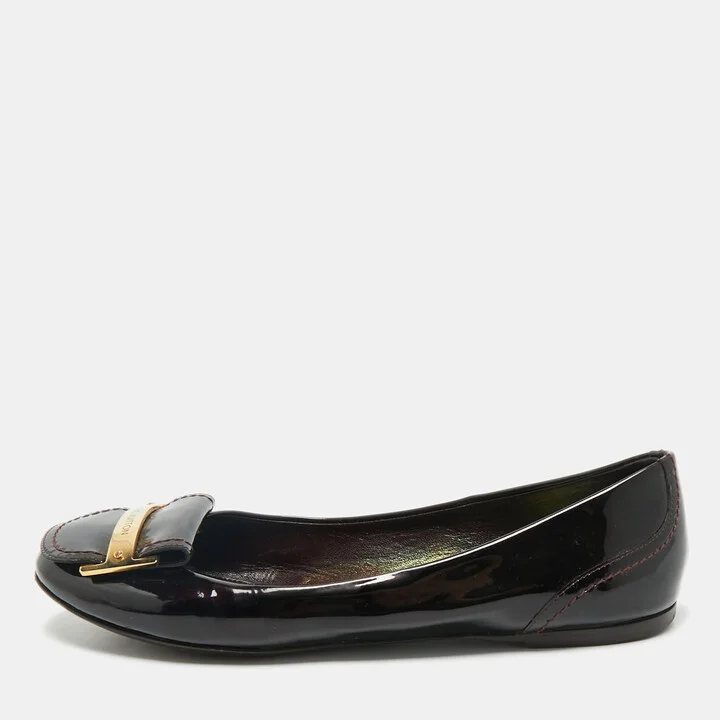 Louis Vuitton Burgundy Patent Leather Ballet Flats Size 37