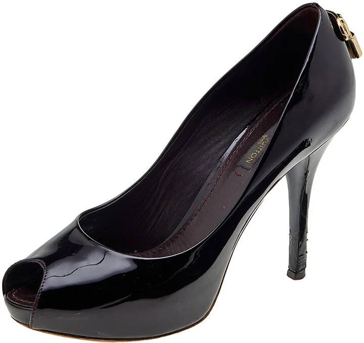 Louis Vuitton Burgundy Patent Leather Oh Really! Platform Peep Toe Pumps Size 35.5