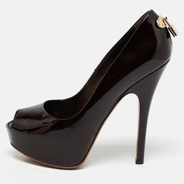 Louis Vuitton Burgundy Patent Leather Oh Really! Pumps Size 38