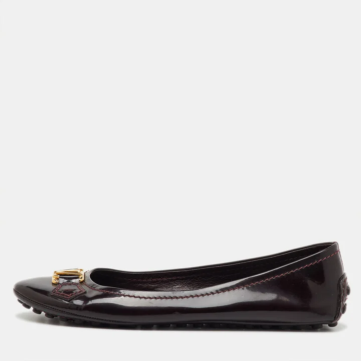 Louis Vuitton Burgundy Patent Leather Oxford Ballet Flats Size 37