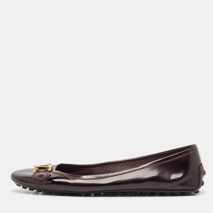 Louis Vuitton Burgundy Patent Leather Oxford Ballet Flats Size 38