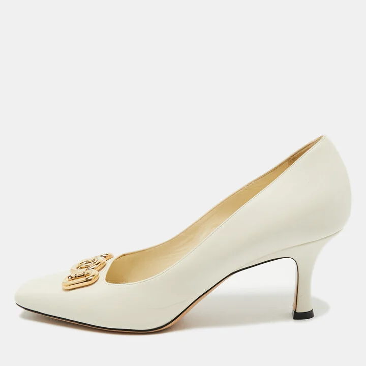 Louis Vuitton Cream Leather Rotary Square Toe Pumps Size 40